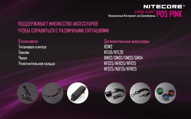 Ліхтар Nitecore P05 рожевий